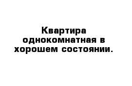 Квартира однокомнатная в хорошем состоянии.